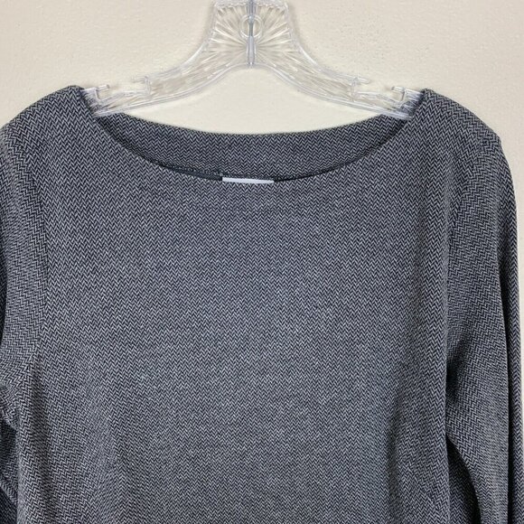 J. Jill Ponte Knit Tunic Top Womens Size M Gray Herringbone Boat Neck 3/4 Sleeve - Picture 5 of 15